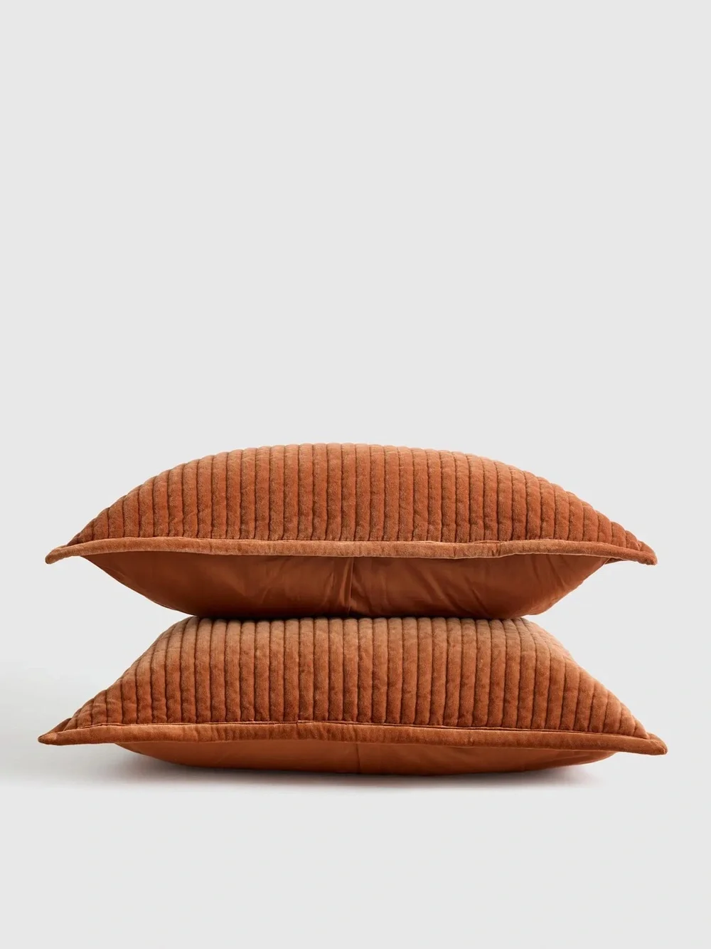 NWOT Quince Cotton Velvet Channel Quilted Sham Set In Terracotta - King